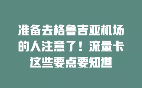 准备去格鲁吉亚机场的人注意了！流量卡这些要点要知道