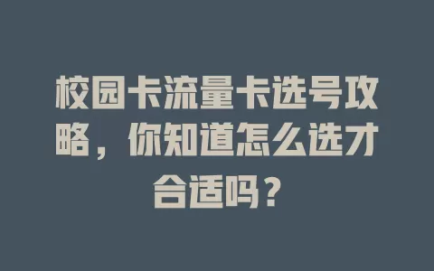 校园卡流量卡选号攻略，你知道怎么选才合适吗？