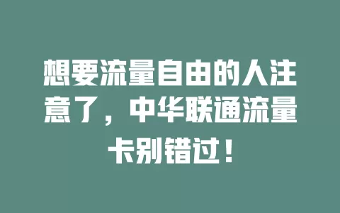 想要流量自由的人注意了，中华联通流量卡别错过！