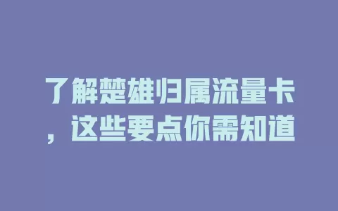 了解楚雄归属流量卡，这些要点你需知道