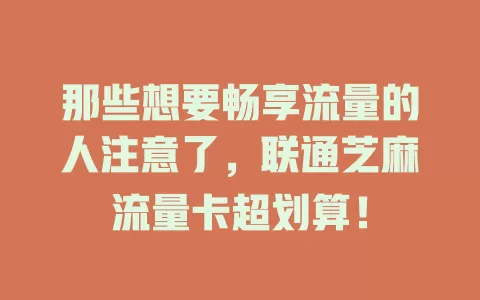 那些想要畅享流量的人注意了，联通芝麻流量卡超划算！