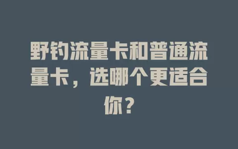 野钓流量卡和普通流量卡，选哪个更适合你？