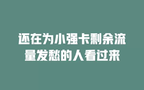 还在为小强卡剩余流量发愁的人看过来