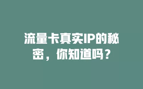 流量卡真实IP的秘密，你知道吗？