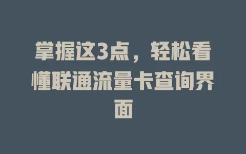 掌握这3点，轻松看懂联通流量卡查询界面