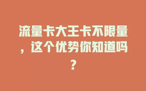 流量卡大王卡不限量，这个优势你知道吗？