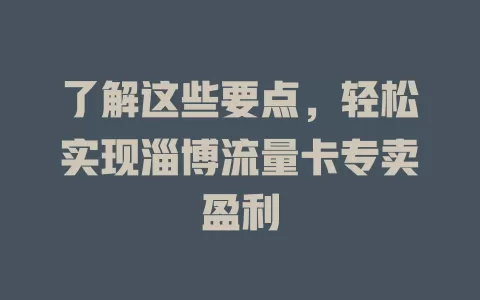 了解这些要点，轻松实现淄博流量卡专卖盈利