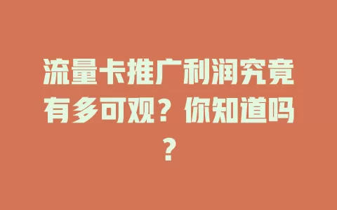 流量卡推广利润究竟有多可观？你知道吗？