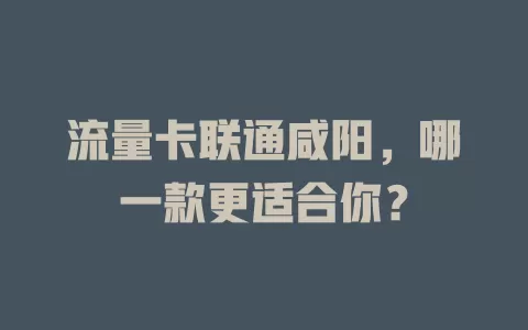流量卡联通咸阳，哪一款更适合你？