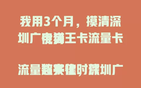我用3个月，摸清深圳广电猫王卡流量卡优势

数字化时代流量超关键，深圳广电猫王卡流量卡成焦点。我用3个月深入了解，它套餐丰富、网络稳、性价比高、客服优，能给有流量烦恼的你带来惊喜 。