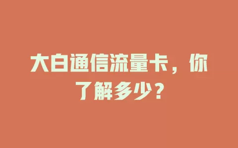 大白通信流量卡，你了解多少？