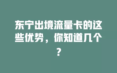 东宁出境流量卡的这些优势，你知道几个？