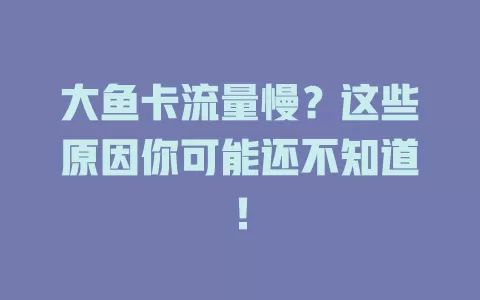 大鱼卡流量慢？这些原因你可能还不知道！