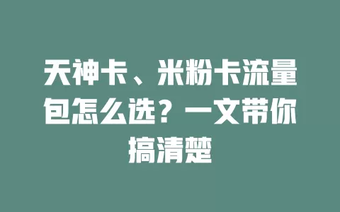 天神卡、米粉卡流量包怎么选？一文带你搞清楚