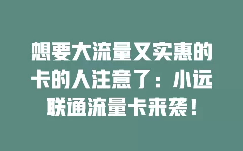 想要大流量又实惠的卡的人注意了：小远联通流量卡来袭！