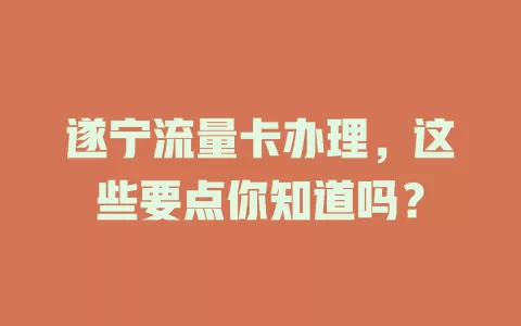 遂宁流量卡办理，这些要点你知道吗？