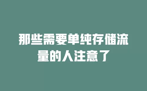 那些需要单纯存储流量的人注意了