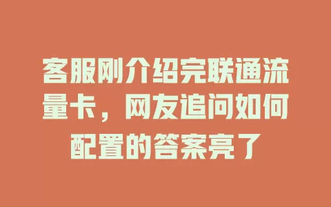 客服刚介绍完联通流量卡，网友追问如何配置的答案亮了