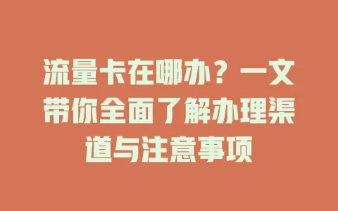 流量卡在哪办？一文带你全面了解办理渠道与注意事项