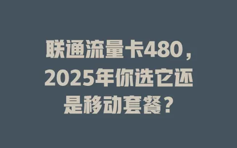 联通流量卡480，2025年你选它还是移动套餐？