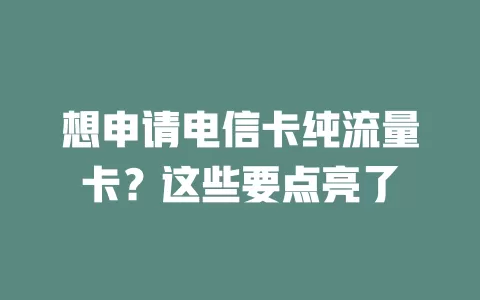 想申请电信卡纯流量卡？这些要点亮了