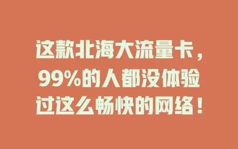 这款北海大流量卡，99%的人都没体验过这么畅快的网络！