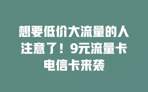 想要低价大流量的人注意了！9元流量卡电信卡来袭