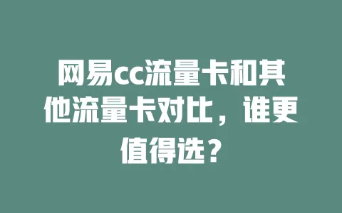网易cc流量卡和其他流量卡对比，谁更值得选？