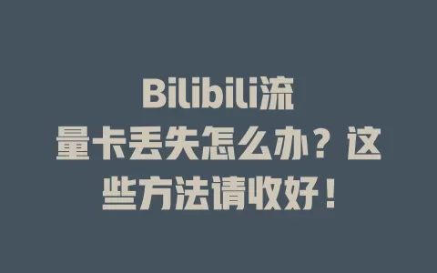Bilibili流量卡丢失怎么办？这些方法请收好！