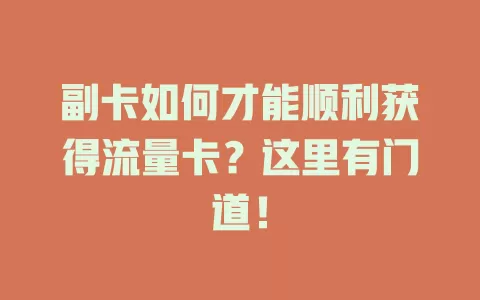 副卡如何才能顺利获得流量卡？这里有门道！