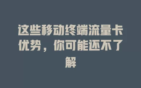 这些移动终端流量卡优势，你可能还不了解