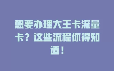 想要办理大王卡流量卡？这些流程你得知道！