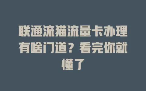 联通流猫流量卡办理有啥门道？看完你就懂了