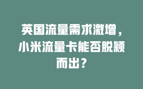 英国流量需求激增，小米流量卡能否脱颖而出？