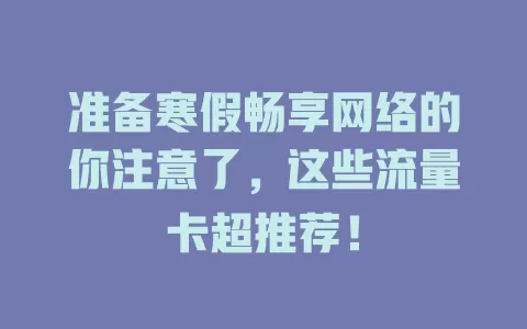 准备寒假畅享网络的你注意了，这些流量卡超推荐！