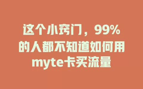 这个小窍门，99%的人都不知道如何用myte卡买流量