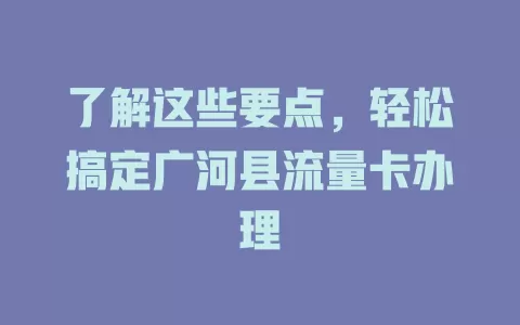 了解这些要点，轻松搞定广河县流量卡办理