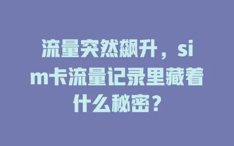 流量突然飙升，sim卡流量记录里藏着什么秘密？