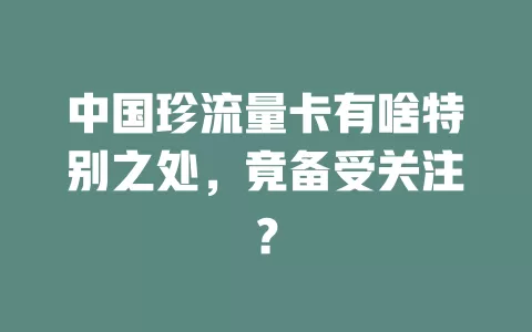 中国珍流量卡有啥特别之处，竟备受关注？