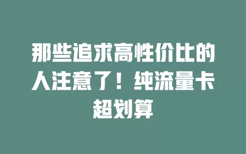 那些追求高性价比的人注意了！纯流量卡超划算
