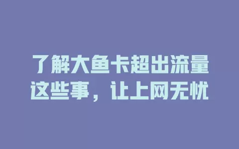了解大鱼卡超出流量这些事，让上网无忧