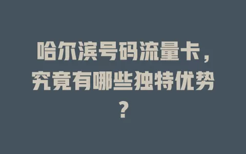 哈尔滨号码流量卡，究竟有哪些独特优势？