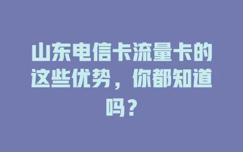 山东电信卡流量卡的这些优势，你都知道吗？