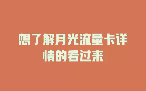 想了解月光流量卡详情的看过来