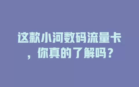 这款小河数码流量卡，你真的了解吗？