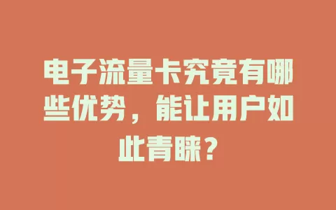电子流量卡究竟有哪些优势，能让用户如此青睐？