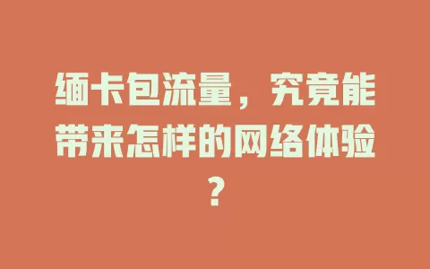 缅卡包流量，究竟能带来怎样的网络体验？