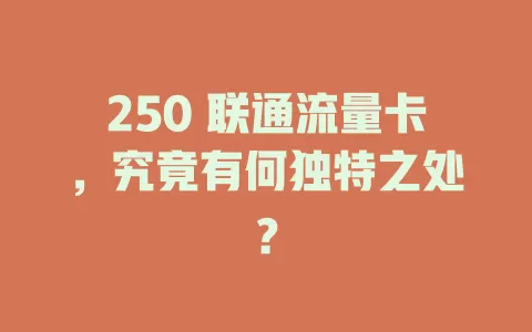 250 联通流量卡，究竟有何独特之处？