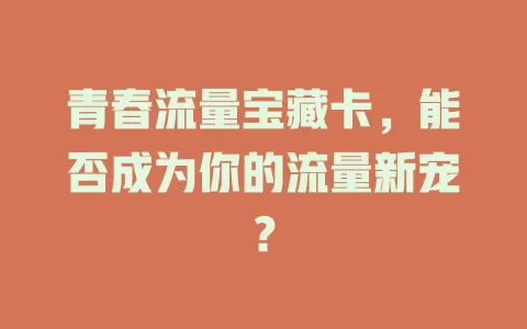 青春流量宝藏卡，能否成为你的流量新宠？