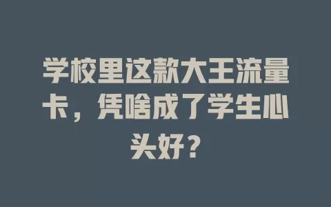学校里这款大王流量卡，凭啥成了学生心头好？